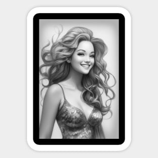 Black and White Beautiful Mermaid Sticker